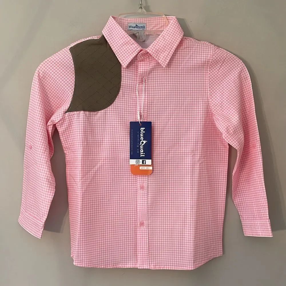 Blue Quail Clothing Check Long Sleeve Shirt Size 5 New with Tags, Pink Unisex?